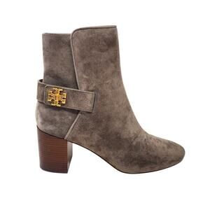 Tory Burch Kira 70MM Ankle Bootie Boots Suede Leather Bisonte Tan 79017 Size 7.5